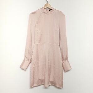 Express Pink Sheath Dress with Mock Neck and Cuffed Sleeves